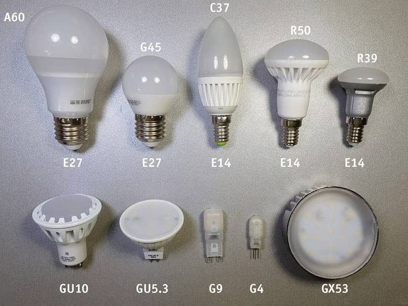 Разные типы LED ламп